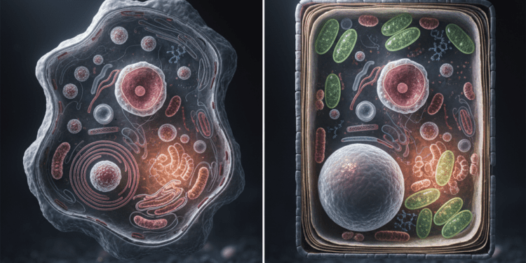 distincoes fundamentais entre celulas eucariontes animais e vegetais